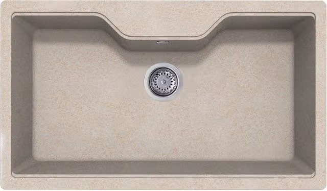 Lavello Elleci a incasso 1 vasca in quarzo Fox 360 Granitek colore avena L 86 x P 50 cm