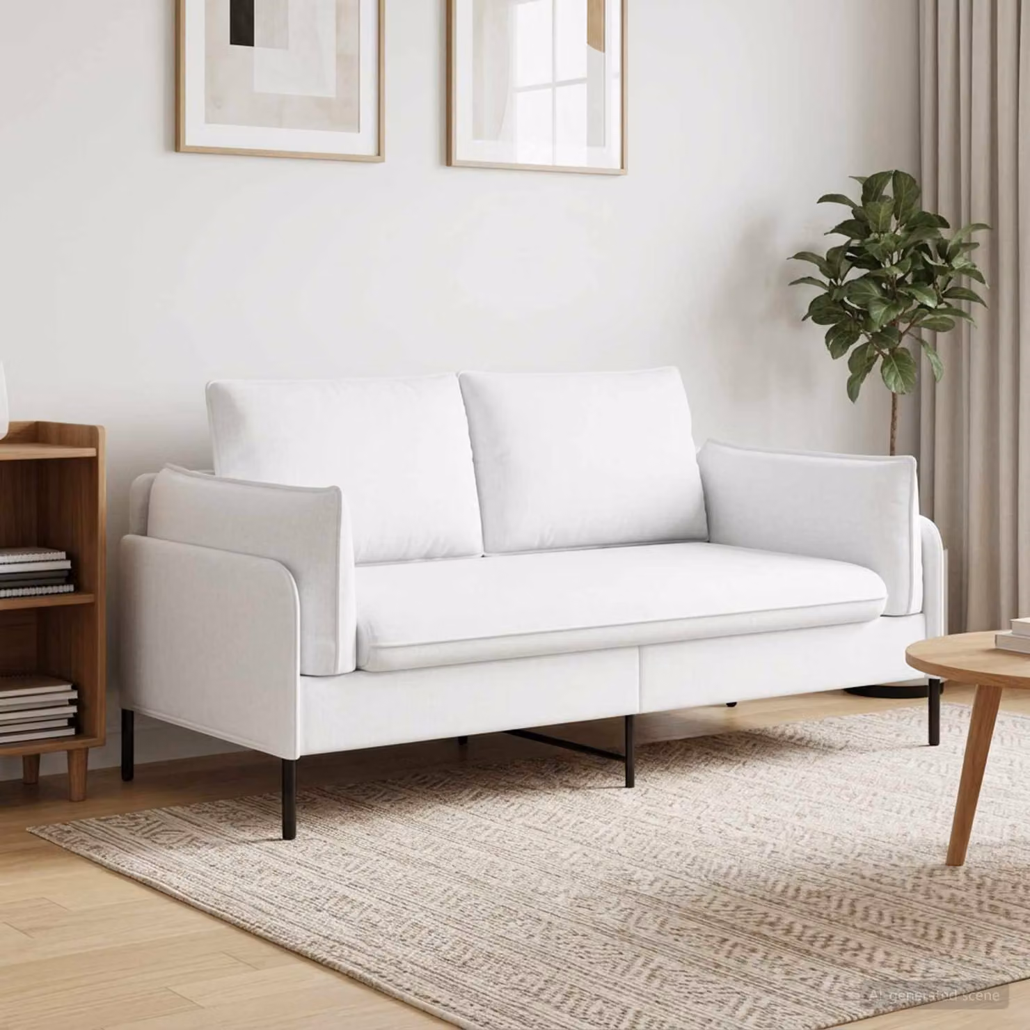 Divano a 2 posti moderno vidaXL in tessuto bianco con coperture rimovibili L: 188 cm, P: 81 cm, H: 89 cm