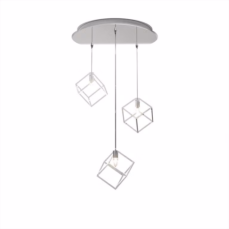 Sospensione Moderna Frame Metallo Cromo 3 Luci G9