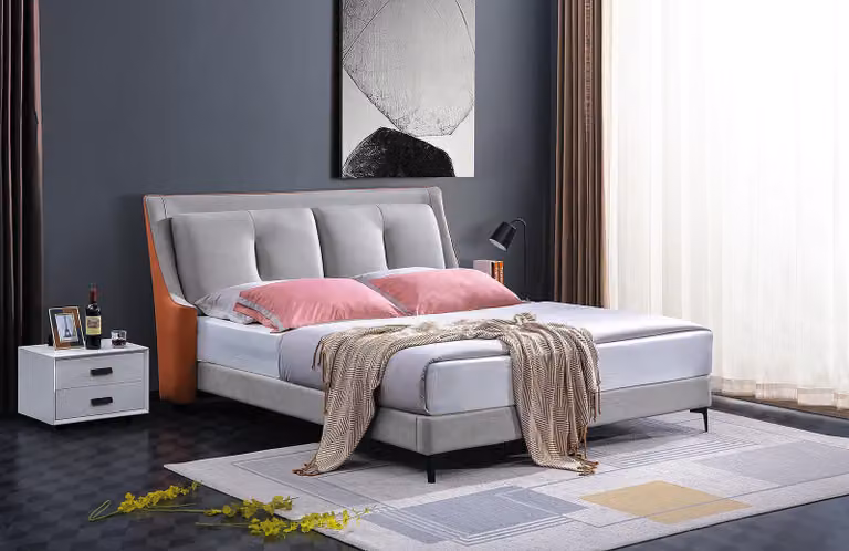 Klassisches Bett Doppelbett Betten Holz Grau Stil Echtes Holz Schlafzimmer