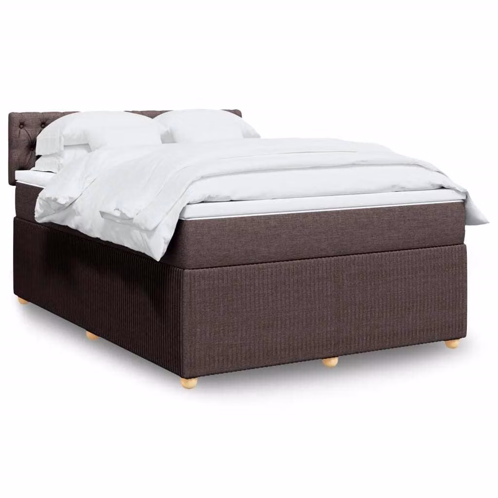 Maison Exclusive - Letto boxspring con materasso, marrone scuro, 140x190 cm, rivestimento in tessuto