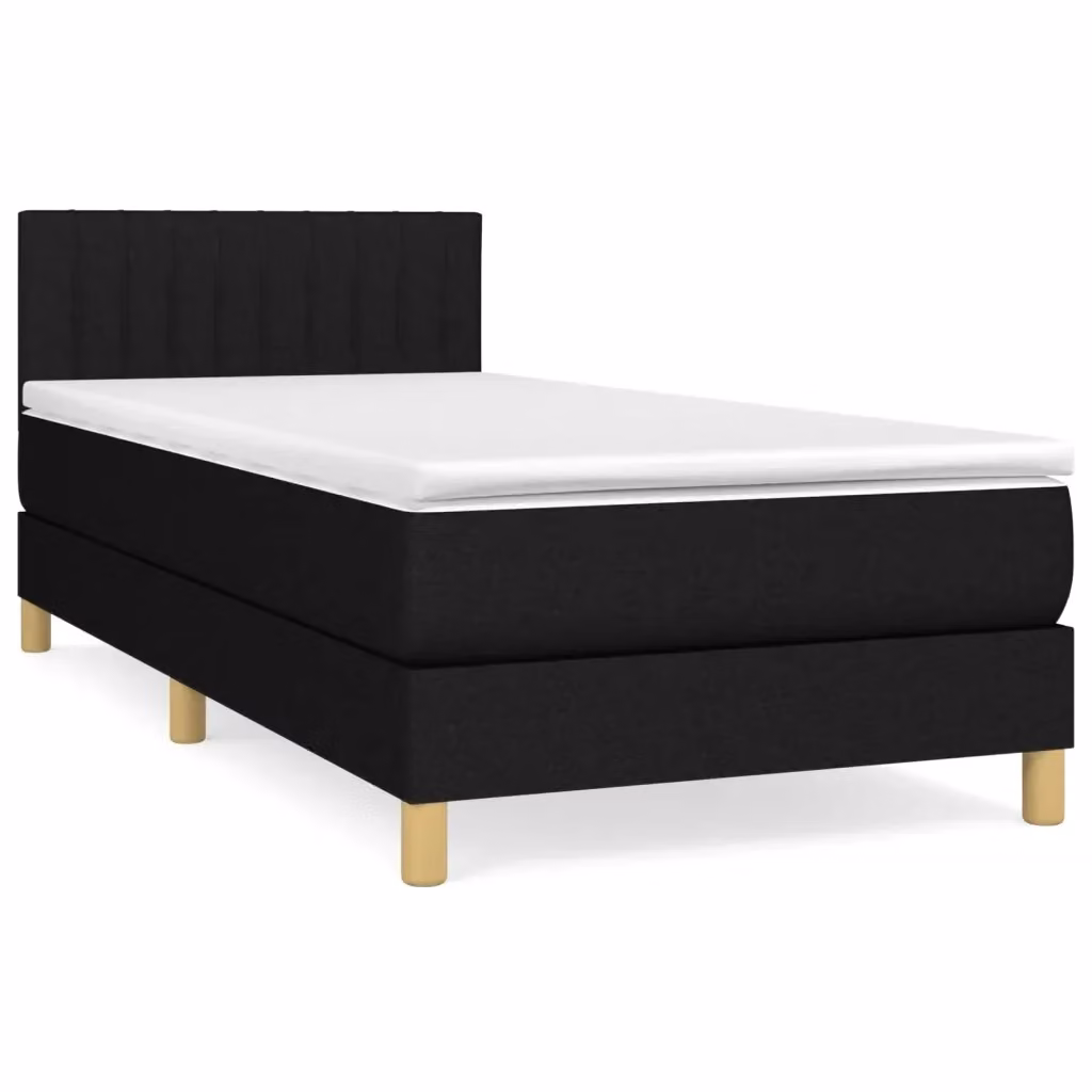 Letto Ibrido vidaXL con Giroletto a Molle e Materasso in Tessuto Nero e Bianco L/P/H: 200 x 80 x 40 cm – 2