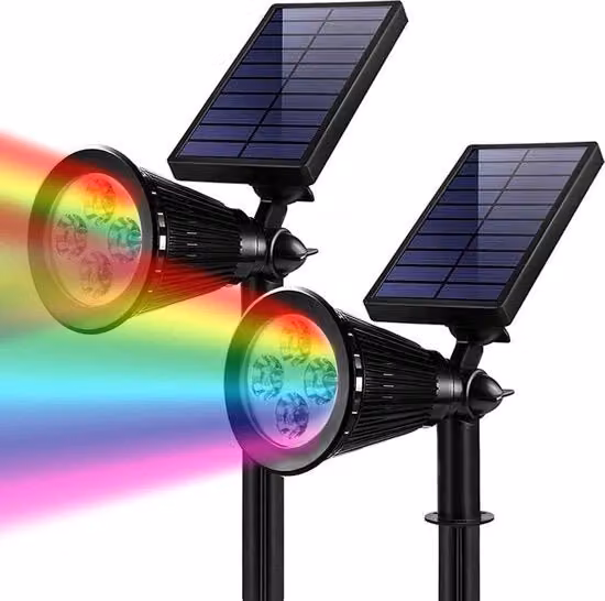 Lampada solare LED RGB multicolore per esterno con orientamento regolabile a 120 gradi, impermeabile IP65, ideale per giardino e terrazza, colore nero