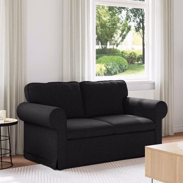 vidaXL Divano Moderno in Tessuto Nero con Struttura in Metallo L: 155 cm, P: 82 cm, H: 80 cm