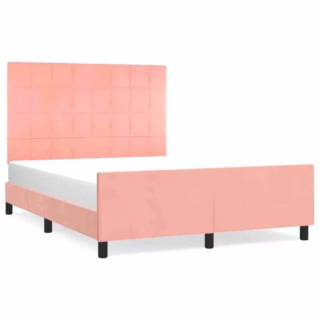 vidaXL Giroletto con Testiera in Velluto Rosa e Struttura in Legno di Larice L/P: 140 x 200 cm – 2