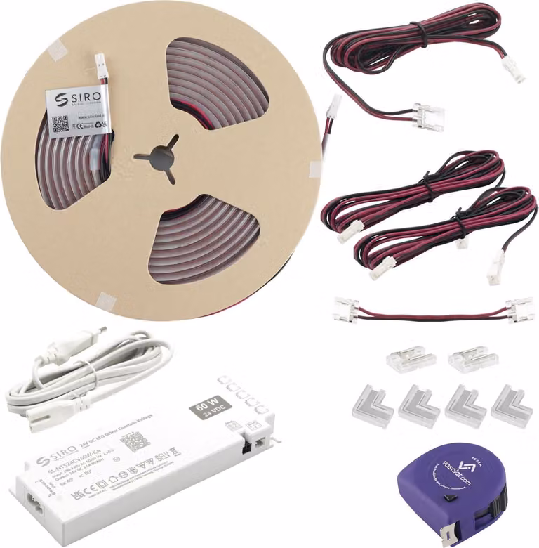 SIRO LED Set striscia LED 5 m 10 W/m 3000 K, IP65, 24 V/CC