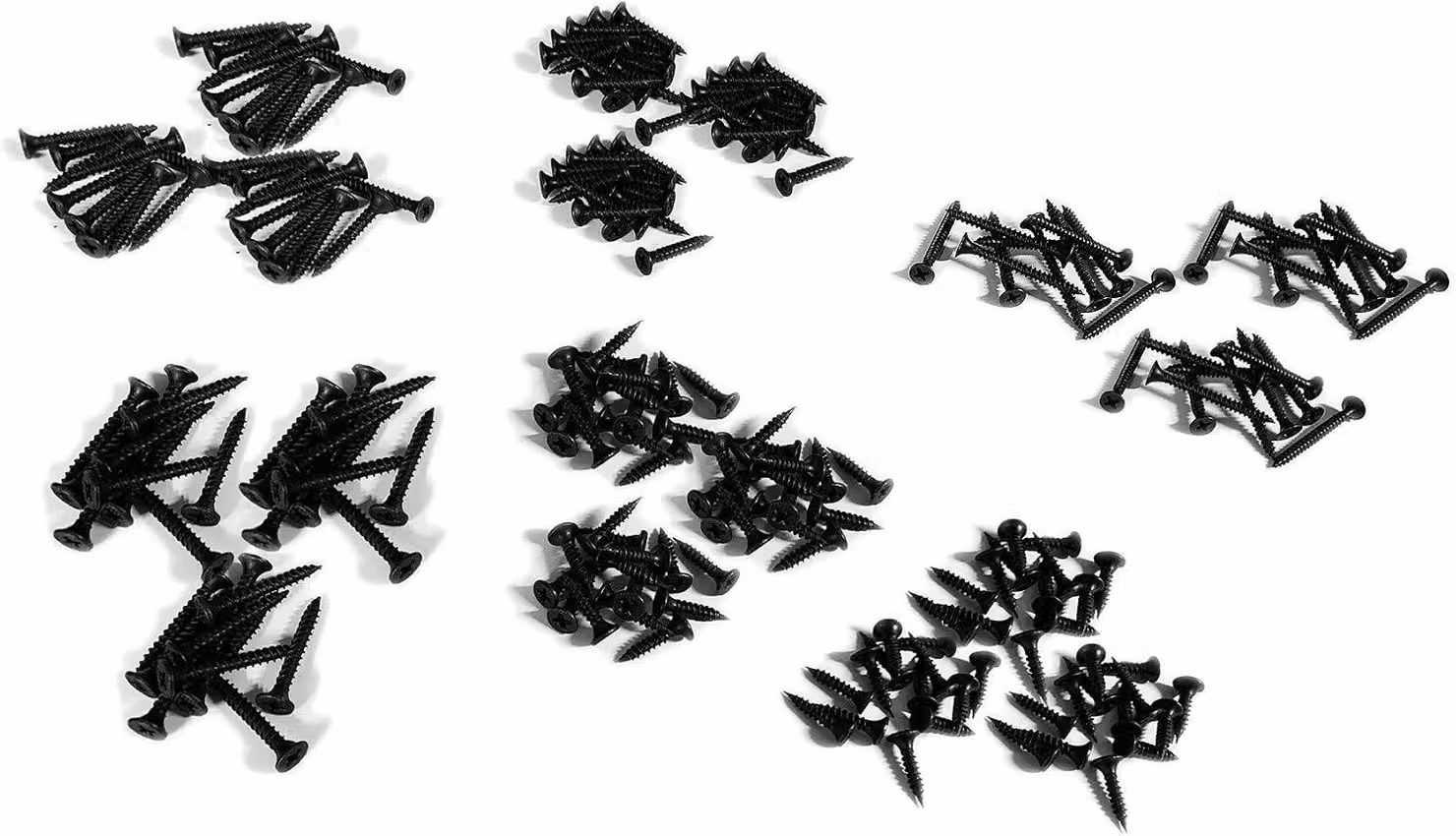 Set di viti nere, 210 pezzi, per legno e cartongesso, confezione combinata, per montaggio
