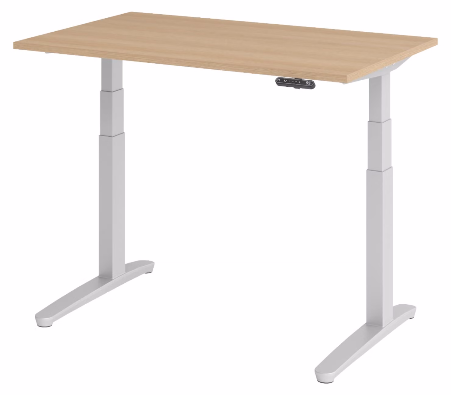 Scrivania elettrica bümö XBHM - Struttura: argento, dimensioni: 120 x 80 cm, finitura: rovere