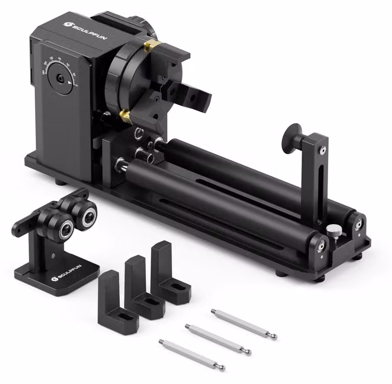 Modulo rotante RA Pro Max per incisione laser - 4-in-1 - Asse Y - Per oggetti cilindrici - Angolo regolabile di 180°