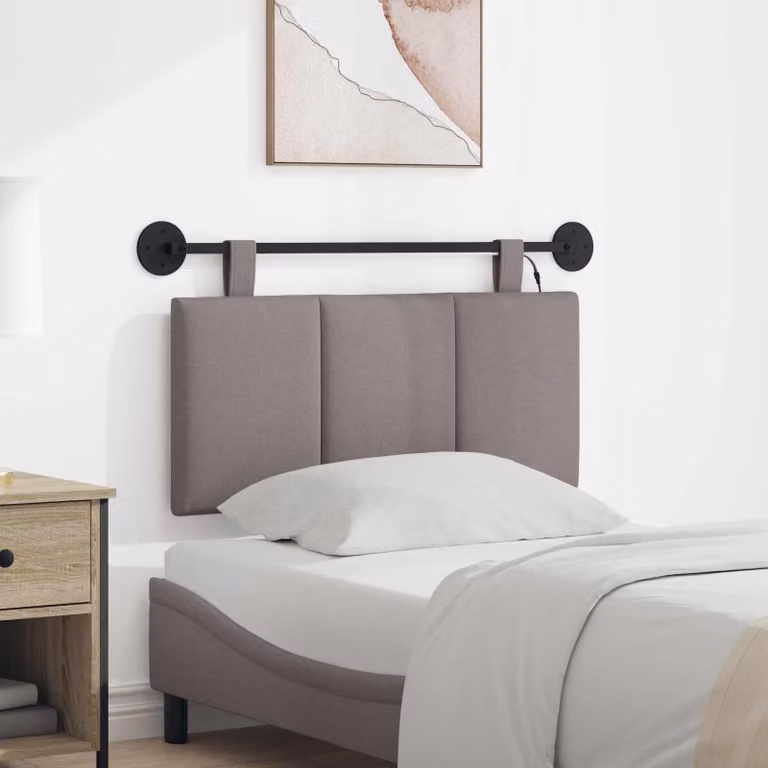 Testiera sospesa vidaXL in velluto tortora con illuminazione integrata per camera da letto L: 180 cm, H: 90 cm, P: 55 cm