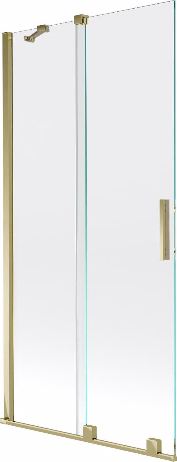 Mexen Velar paratia per vasca da bagno a 2 ante scorrevoli 95 x 150 cm, trasparente, dorato - 896-095-000-01-50