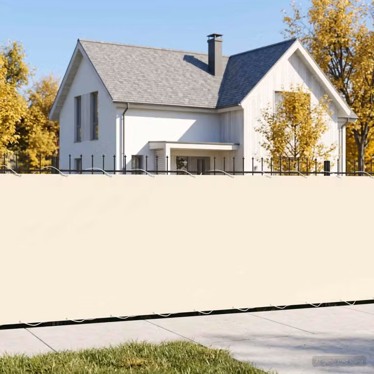 Schermo di privacy per balcone vidaXL in poliestere beige, L: 600 cm, H: 150 cm