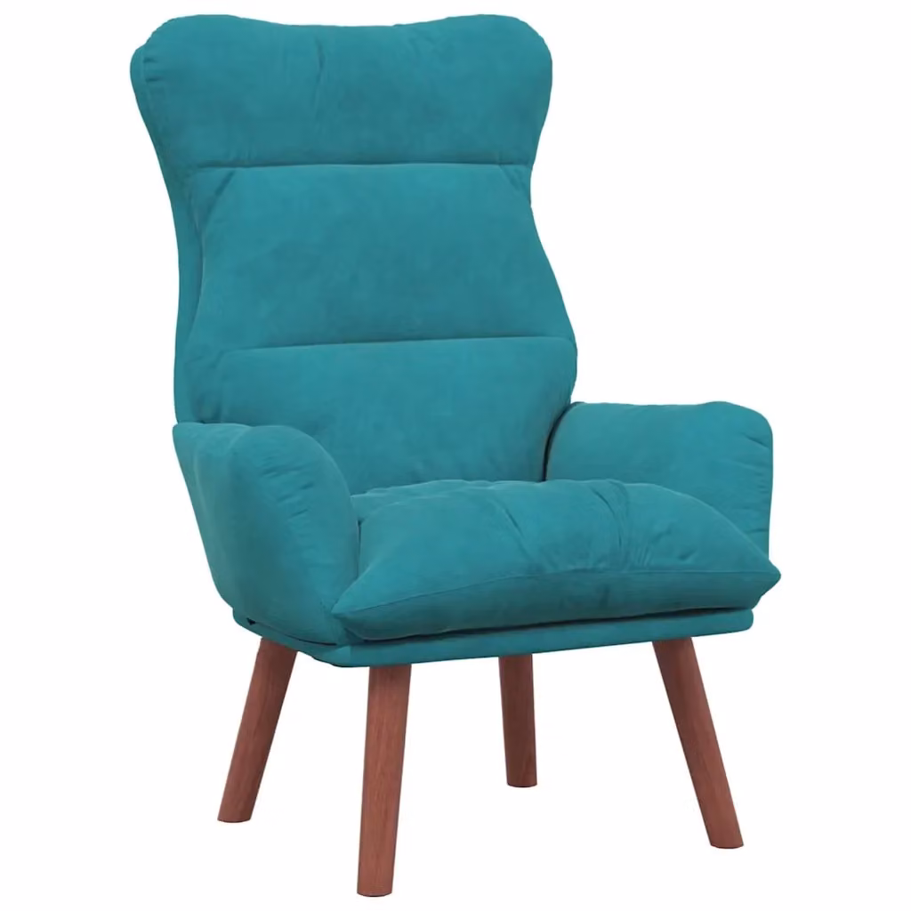 Poltrona relax in velluto turchese con braccioli e struttura in legno, L: 69 cm, P: 74 cm, H: 93 cm – 2
