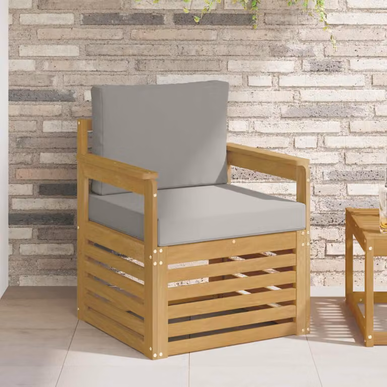 Set di 2 divani da esterno da 2 posti vidaXL in legno di acacia con cuscini in poliestere resistente ai raggi UV