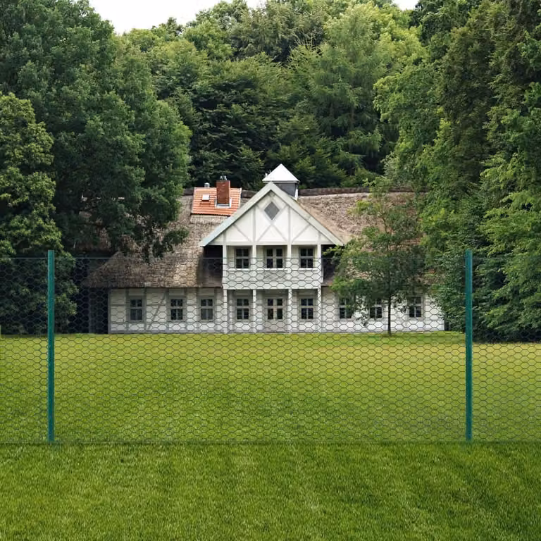 Maison Exclusive - Recinzione in rete metallica con pali in acciaio 25 x 0,5 m verde