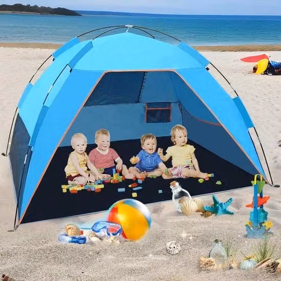 Tenda da Spiaggia con Protezione UV 50+ per 3-4 Persone - Tenda da Campeggio Facile da Trasportare per Famiglie Picnic Giardino Pesca