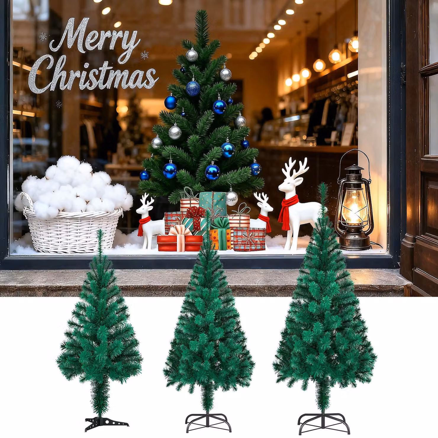 Albero di Natale artificiale TANYEAR, 150 cm, albero decorativo, decorazioni natalizie, colore verde