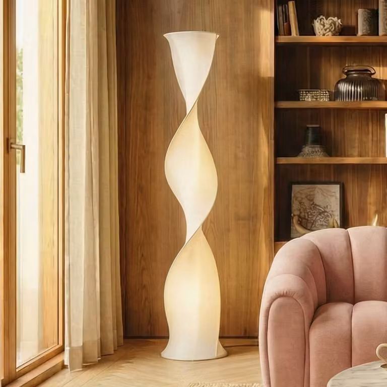 Lampada da terra a LED Novelle Lucande, dimmerabile, Bianco / Opale, Soggiorno / Sala da pranzo, Plastica, Design, Lampada LED da terra