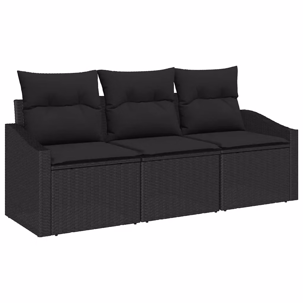 Set di divani da giardino vidaXL in rattan nero con cuscini e tavolino da esterno – 2