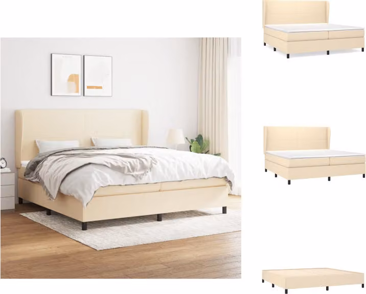 vidaXL Letto a molle con materasso crema 200x200 cm in tessuto - Letti & strutture letto