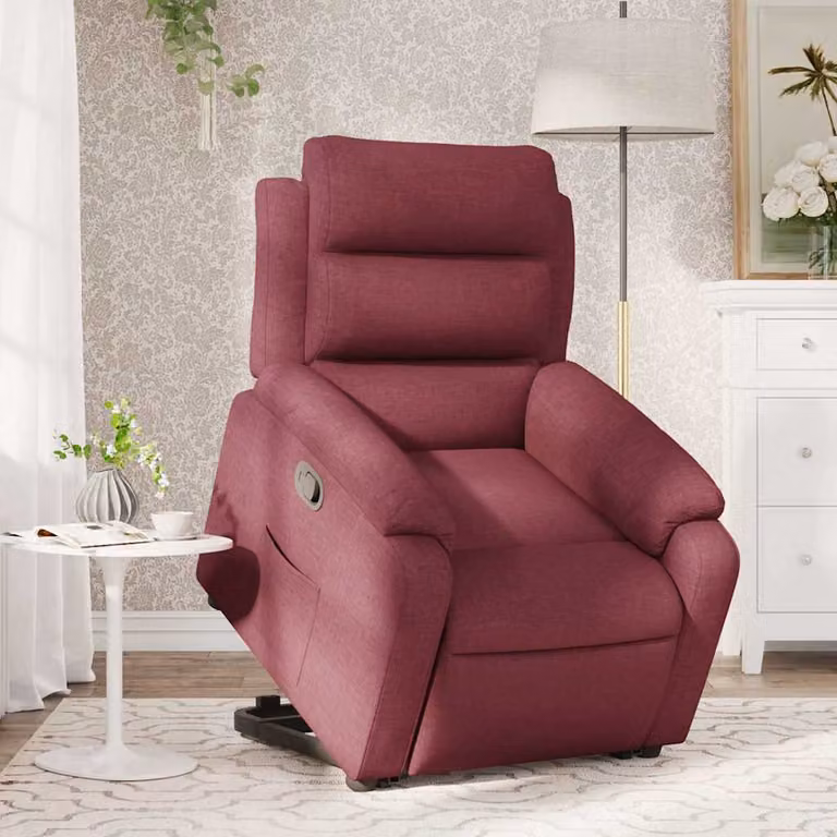 vidaXL Poltrona Alzapersona Reclinabile Rosso con Braccioli e Assistenza Elettrica in Tessuto