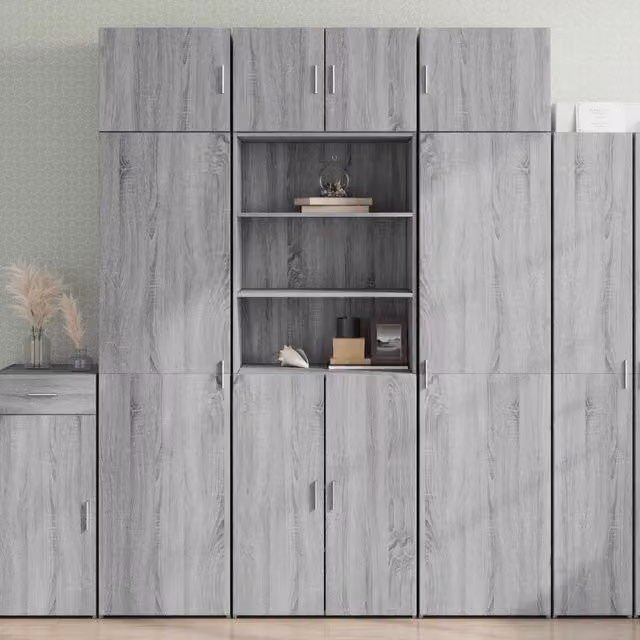 Credenza moderna vidaXL in legno multistrato grigio, L: 70 cm, P: 42,5 cm, H: 185 cm