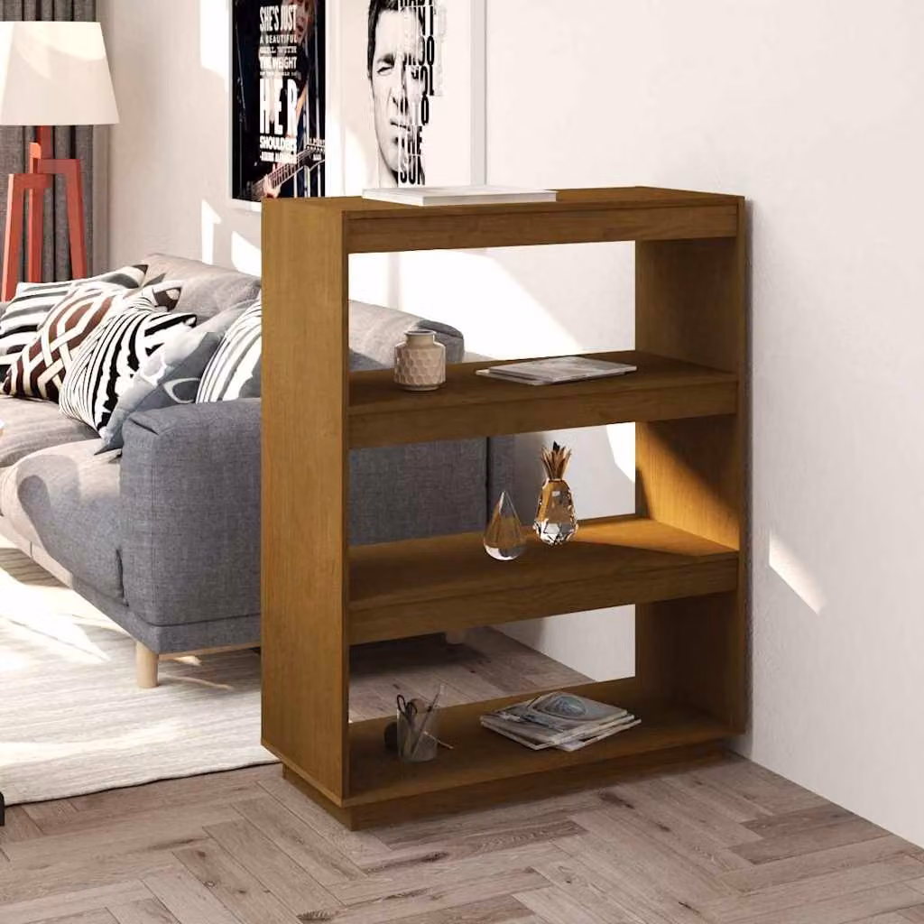 Libreria/Divisorio vidaXL in Massello di Pino Colore Ambra L 80 cm, P 35 cm, H 103 cm