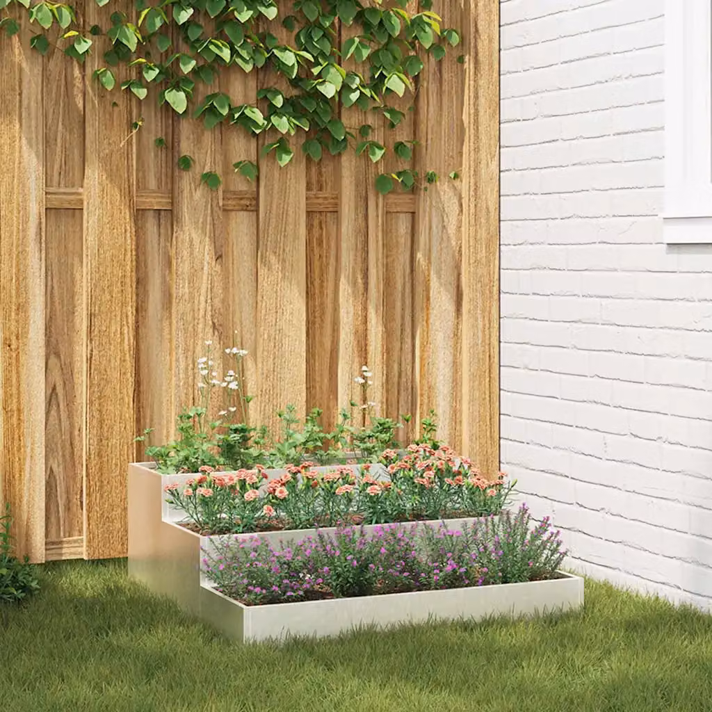 Vaso da giardino vidaXL in acciaio inossidabile Argento L: 90 cm, P: 90 cm, H: 35 cm – 1