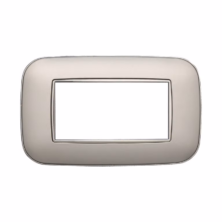 Placca compatibile Bticino Axolute 4 moduli plastica colore argento Orbis serie Moon Ettroit AN91406