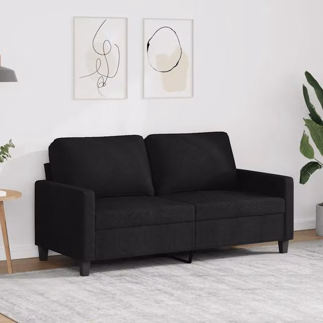 Divano a 2 Posti-Sofa 2 Posti Nero 120 cm in Tessuto 789946