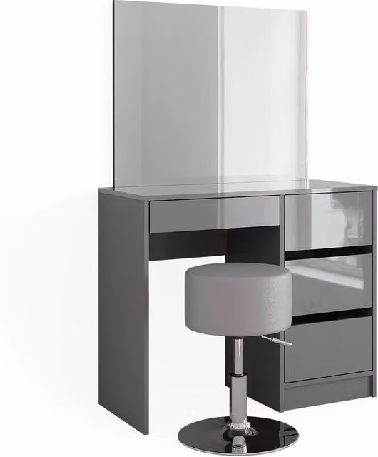 Tavolo da toeletta Sherry Grigio 90 cm con specchio e sgabello Vicco