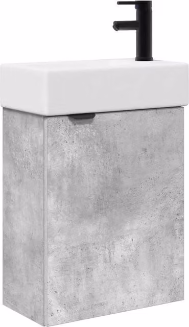 Mobile Bagno | Armadio da bagno con rubinetto Grigio Cemento 45,5 x 22,5 x 84 cm