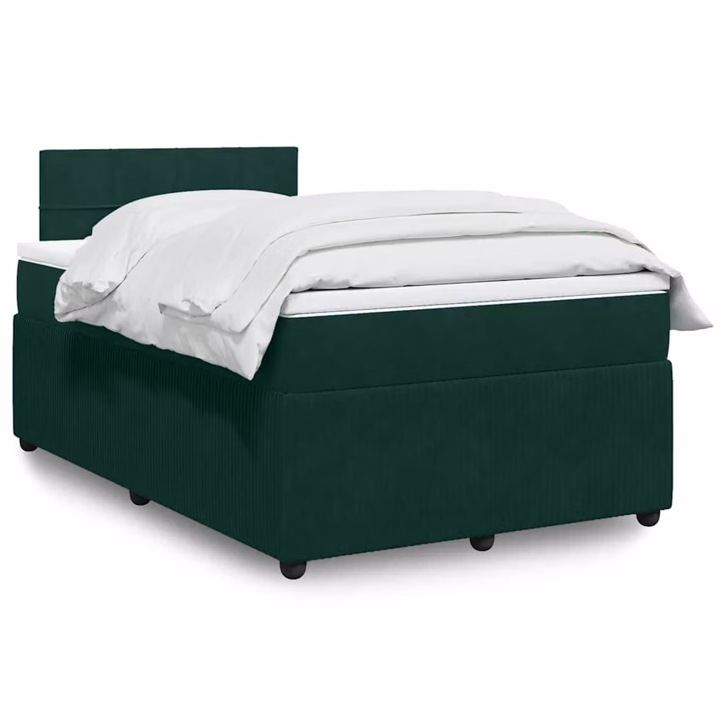 Giroletto a Molle con Materasso vidaXL in Velluto Verde e Bianco L/P/H: 120 x 200 cm – 1