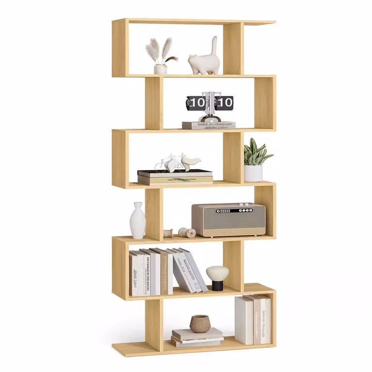 Scaffale con Ripiani Aperti in Legno, Rovere Naturale