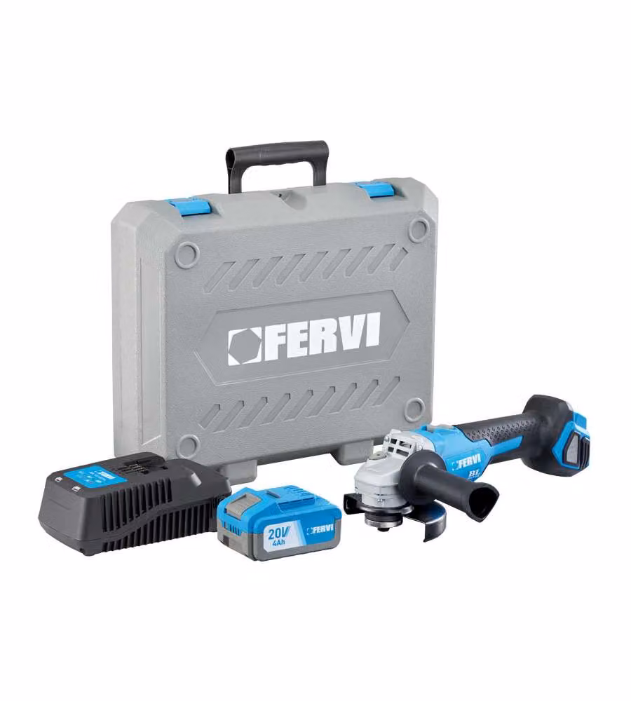 Fervi Smerigliatrice Angolare 125mm 20V Batteria 1x4Ah Motore Brushless