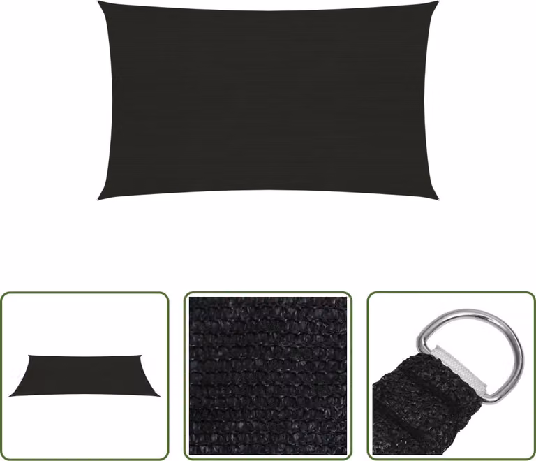The Living Store Tenda da sole 160 g/m² nero 2,5x5 m HDPE