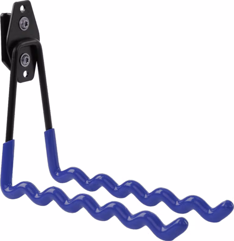 Ganci portautensili BOTLE per sistema di valigette Qbrick per utensili, forma ondulata 19 cm, stabili con rivestimento in PVC, per garage, capanni, officine, ganci per seghe a mano e seghe da giardino, ganci doppi, portata fino a 30 kg, blu