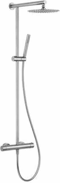 Colonna doccia rigida Remer con miscelatore termostatico e doccetta in acciaio inox spazzolato color argento, Altezza: 118 cm