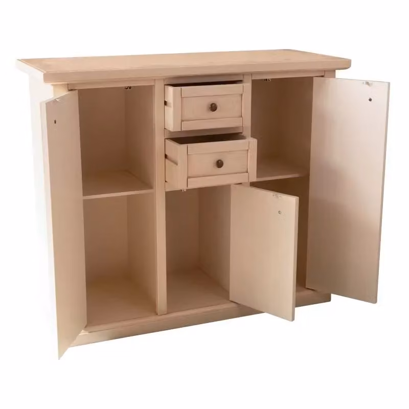 Credenza Shabby Chic con 3 Porte e 2 Cassetti con Decori Floreali Avorio Anticato Mobili 2G L/P/H: 100 x 39 x 85 cm – 2