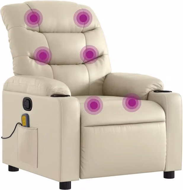 Poltrona da Massaggiante | Sedia Relax Reclinabile Crema Similpelle