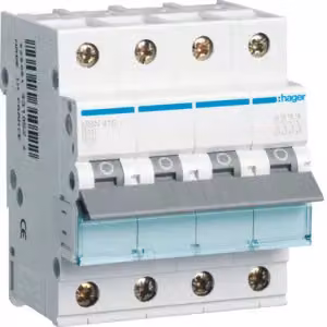 Interruttore magnetotermico a 4 poli, 6 kA, curva B, 10 A, 4 moduli