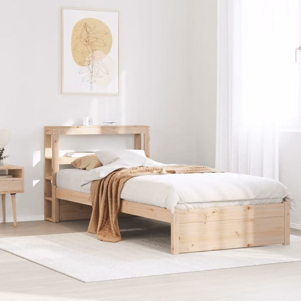 vidaXL Giroletto in Legno Massello di Pino con Testiera e Scomparti Laterali L/P/H: 190 x 75 x 82 cm