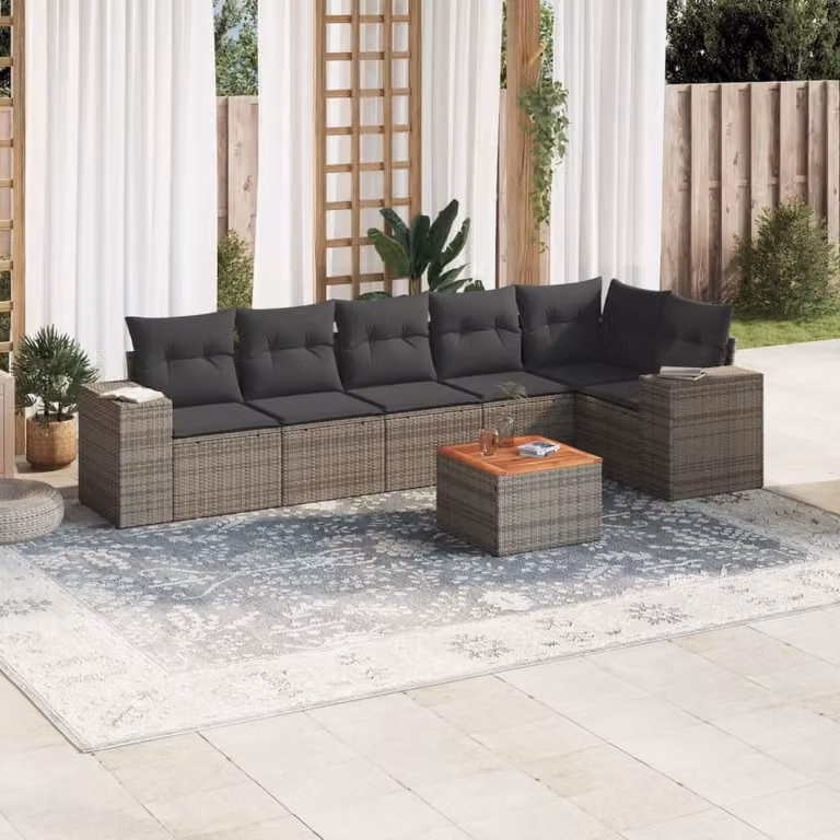 Maison Exclusive - Set Divani da Giardino 7 pz con Cuscini Grigio in Polyrattan