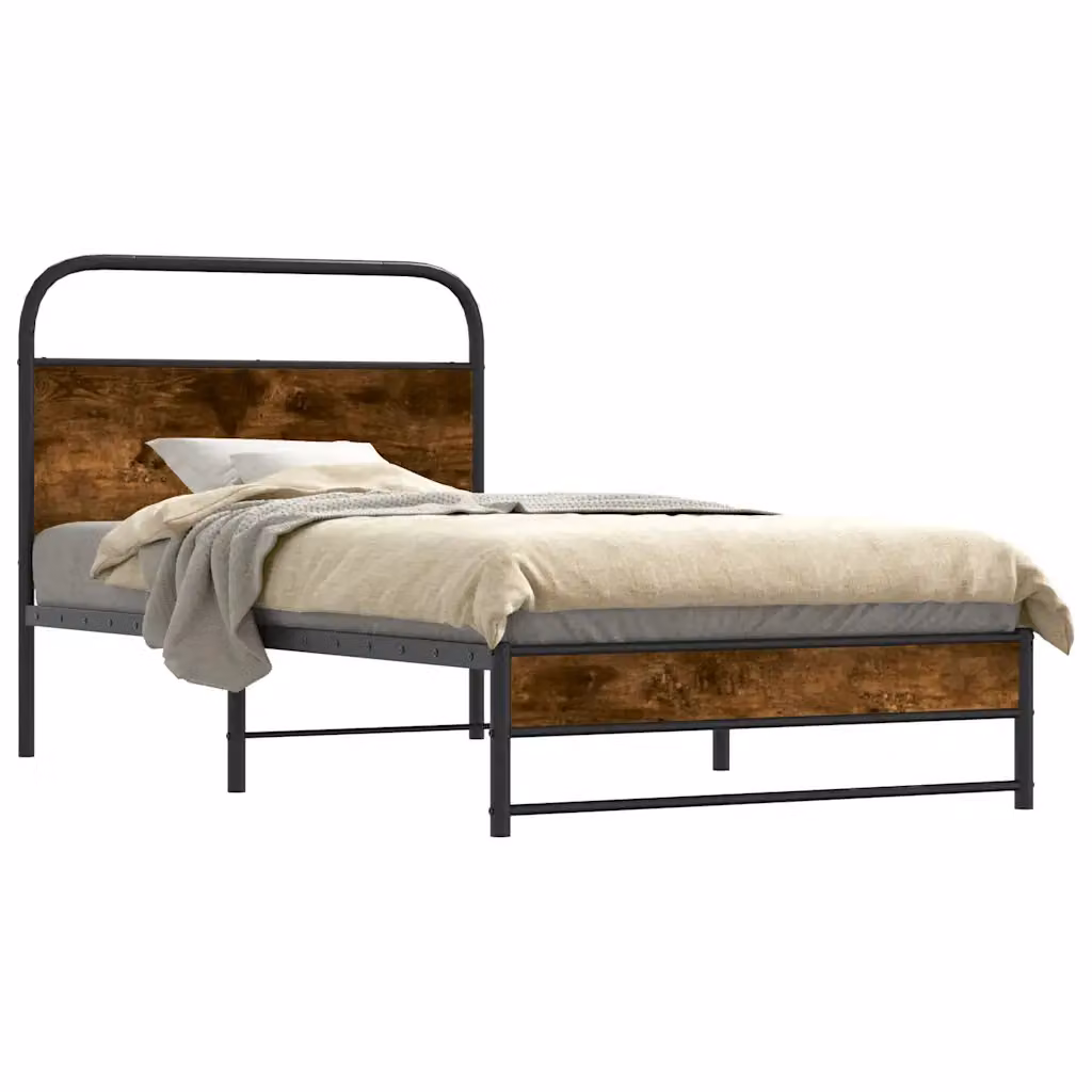 vidaXL Giroletto senza Materasso Rovere Fumo 107x203 cm in Truciolato