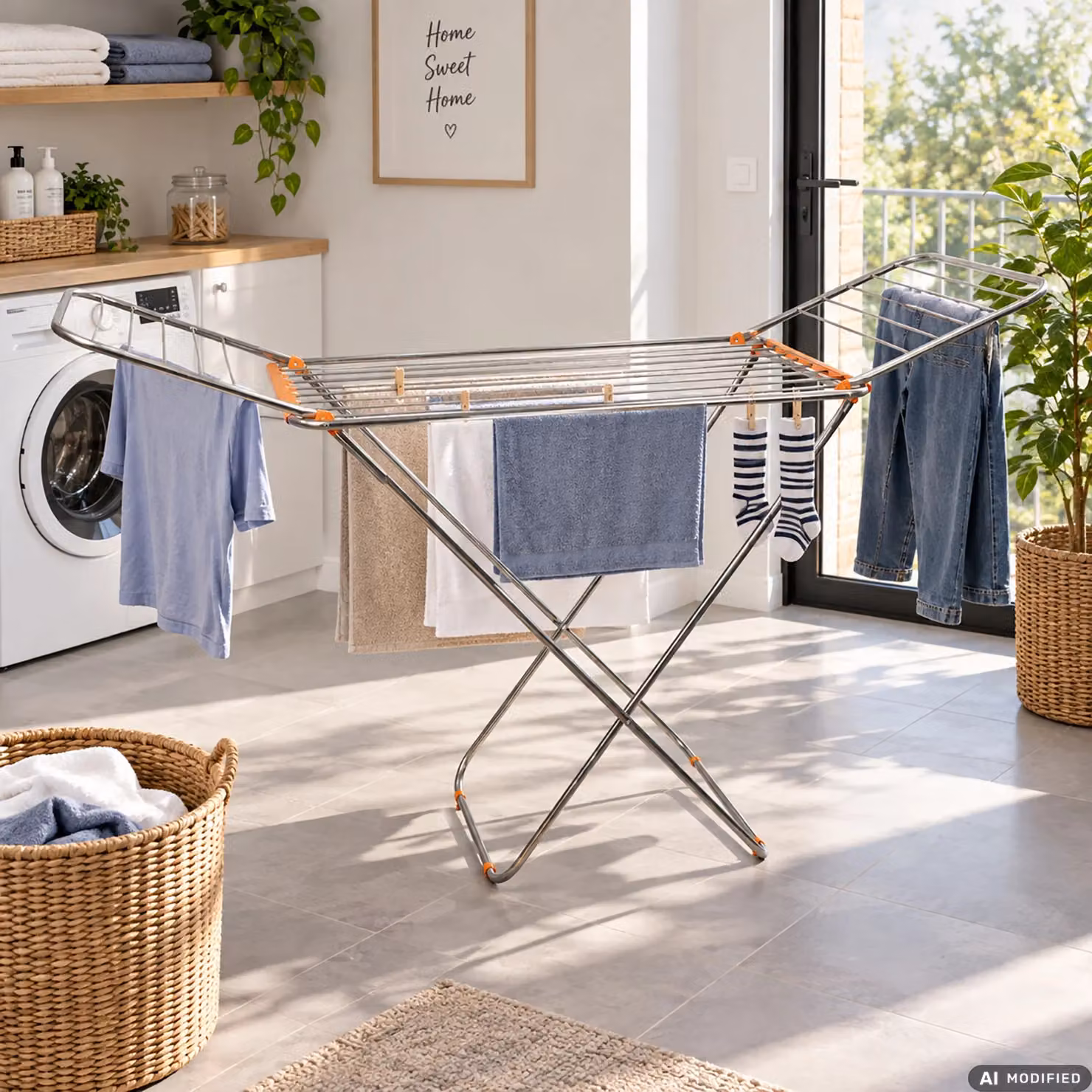 Stendibiancheria da pavimento pieghevole Vestiamo Casa in acciaio con 18 metri di stenditura, L: 175 cm, H: 110 cm, P: 55 cm – 2