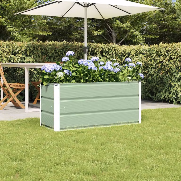 Fioriera verde vidaXL in acciaio e plastica per piante da interno L 100 x P 40 x H 45 cm