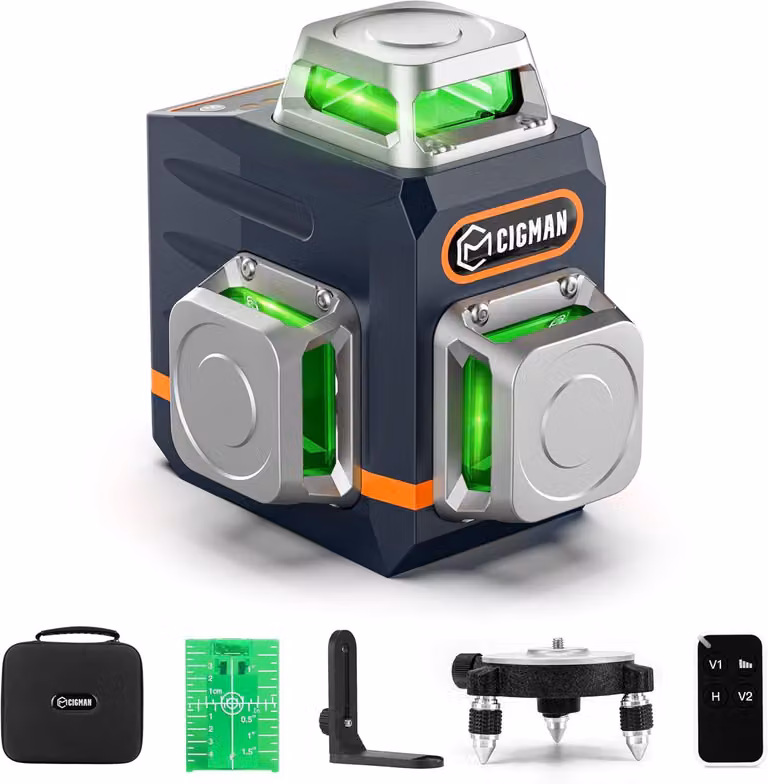 CIGMAN CM701 Livella Laser 3D 360 Autolivellante Verde Portata 30M Ricaricabile