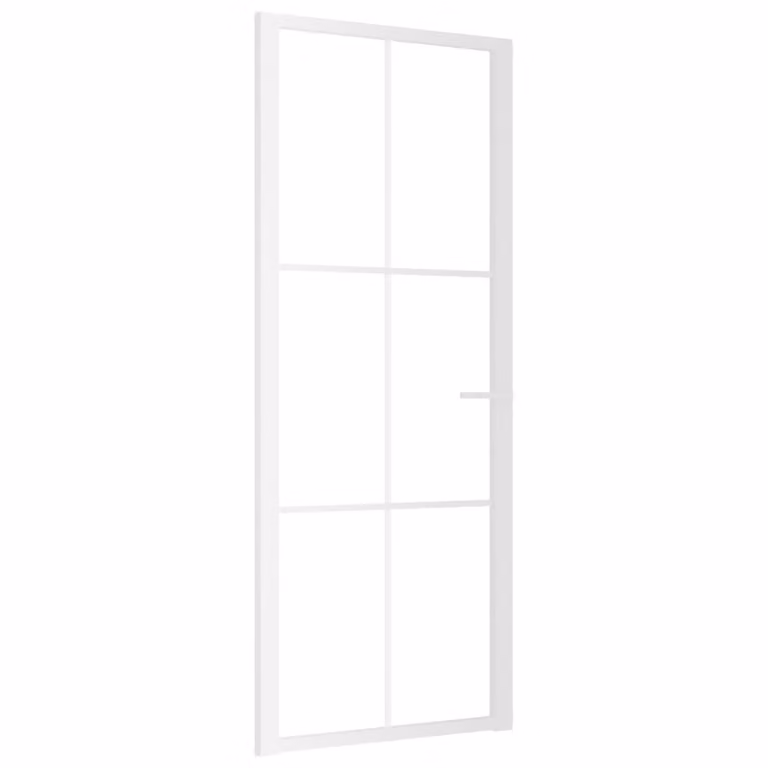 Porta Interna 83x201,5 cm Bianca in Vetro ESG e Alluminio