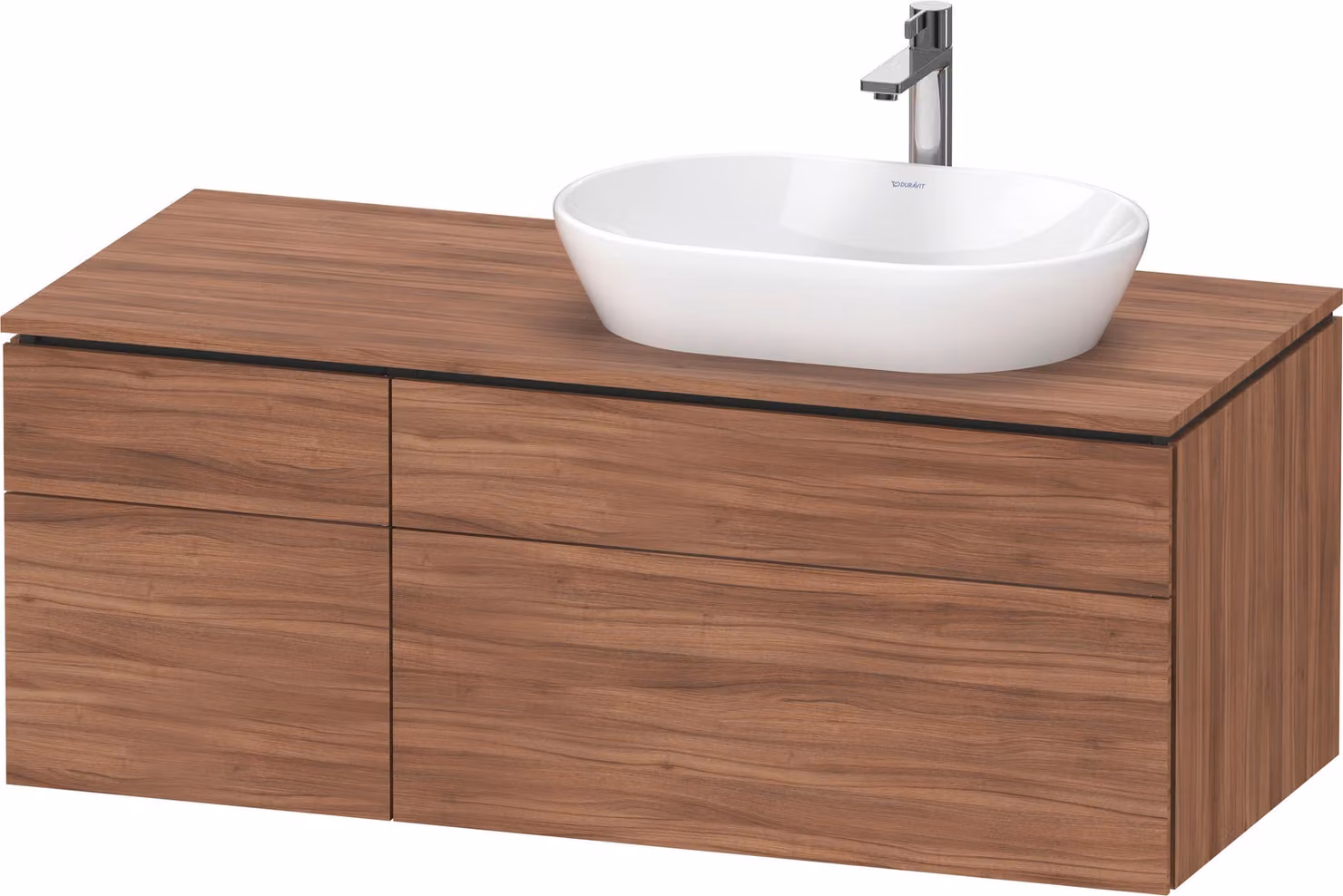 Duravit L-Cube Meuble sous-lavabo en console suspendu, avec plan de toilette en console, 4 tiroirs, vasque à droite, 1220x482x550mm, LC4874079790000, LC4874079790000