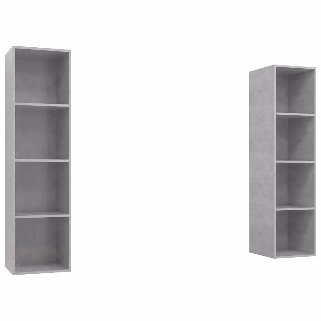 Set di 2 Mobili TV da Parete vidaXL in Legno Multistrato Grigio Cemento Moderno – 2